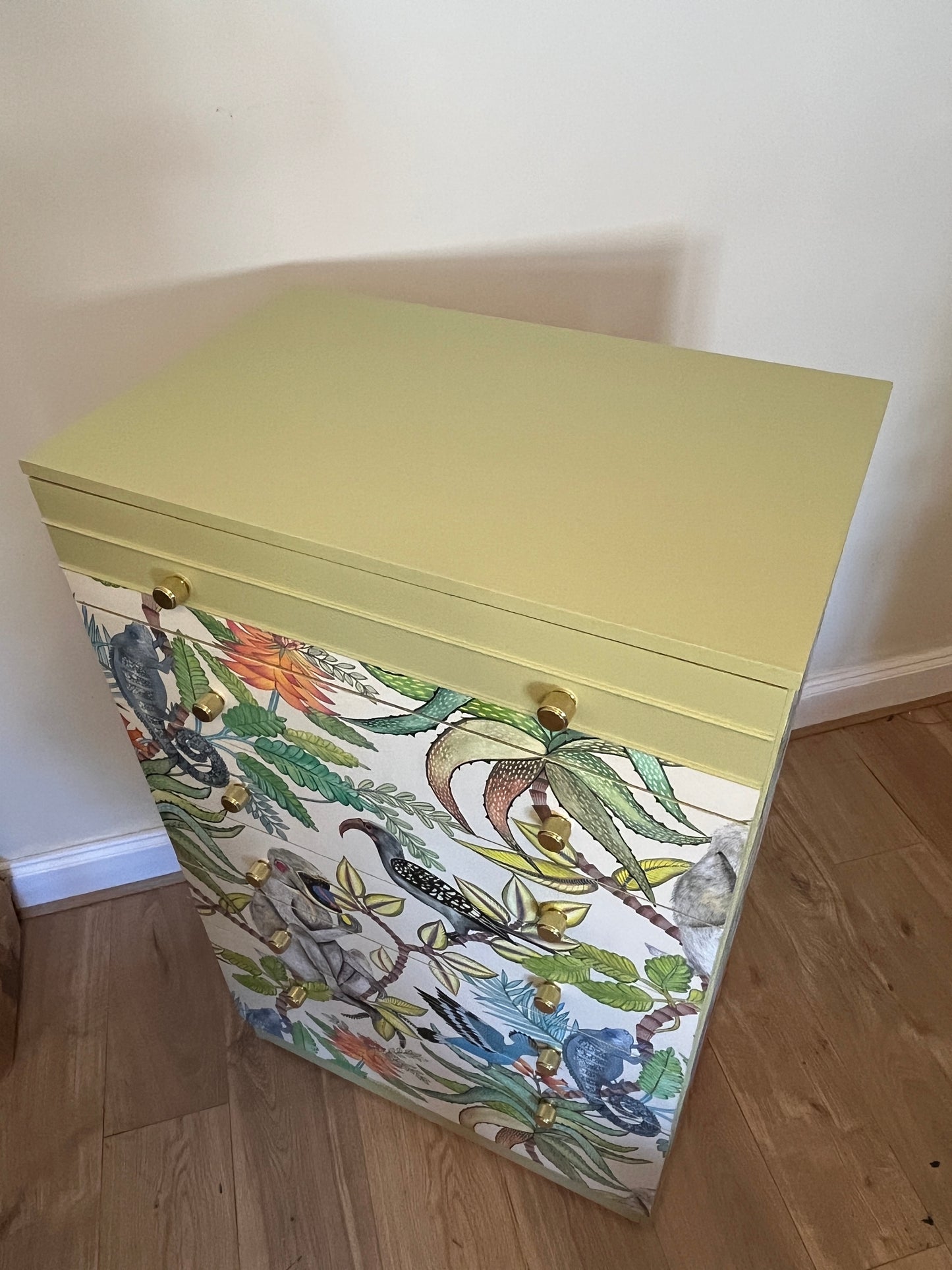 Retro drawers decoupaged with Cole and Son Savuti