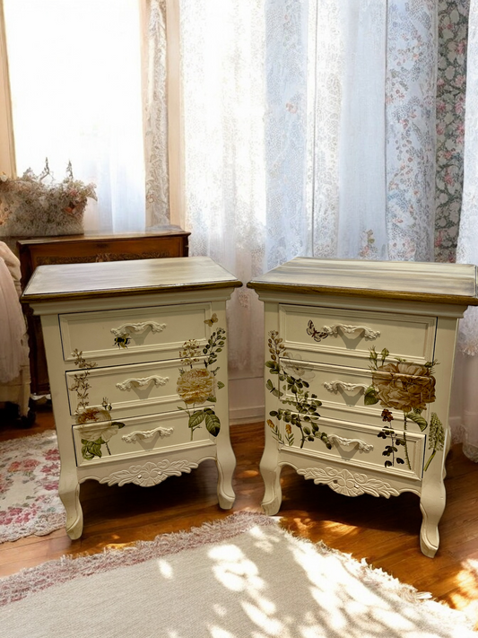Upcycled Bedroom Pair of Bedside Cabinets