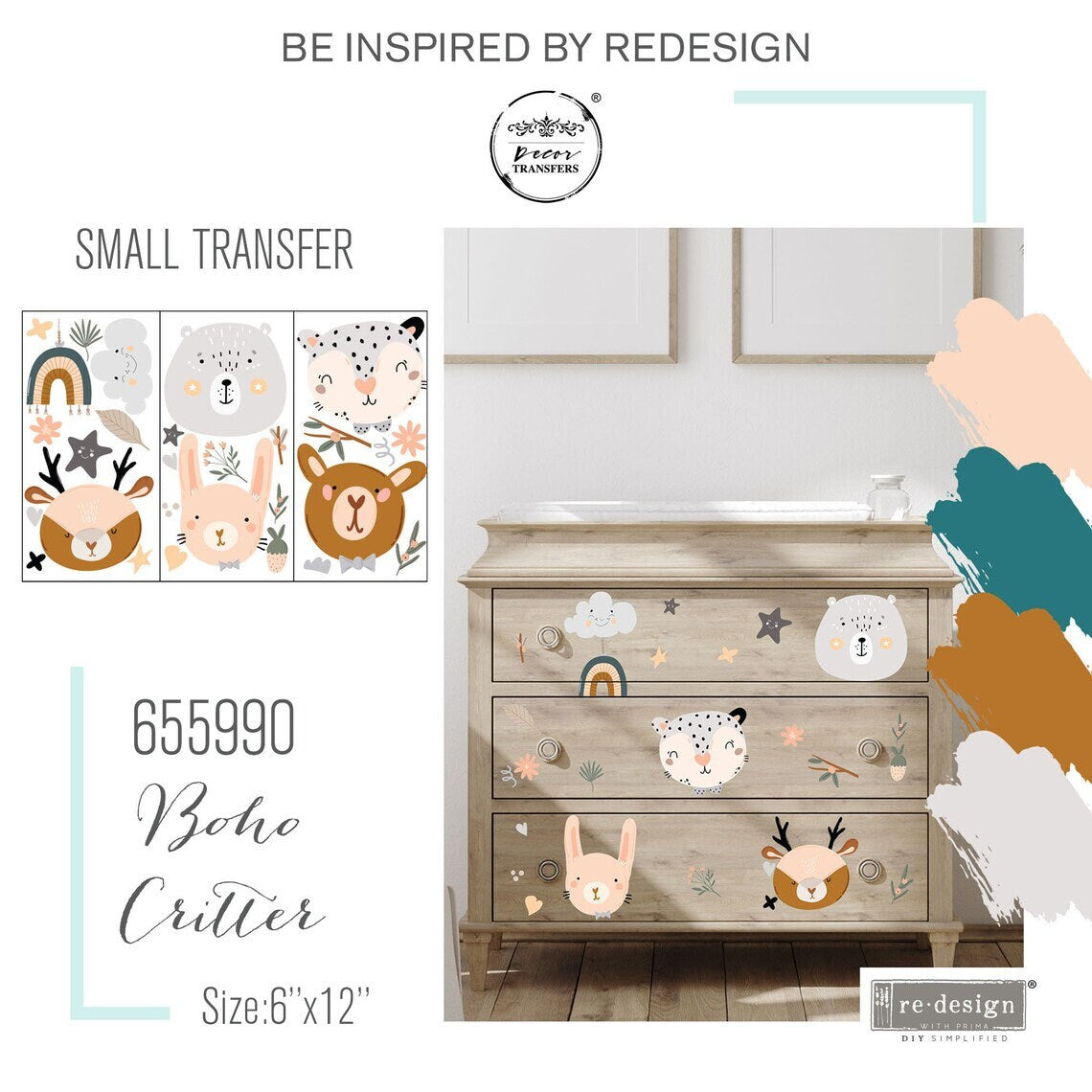 Redesign With Prima Boho Critter Small Transfer