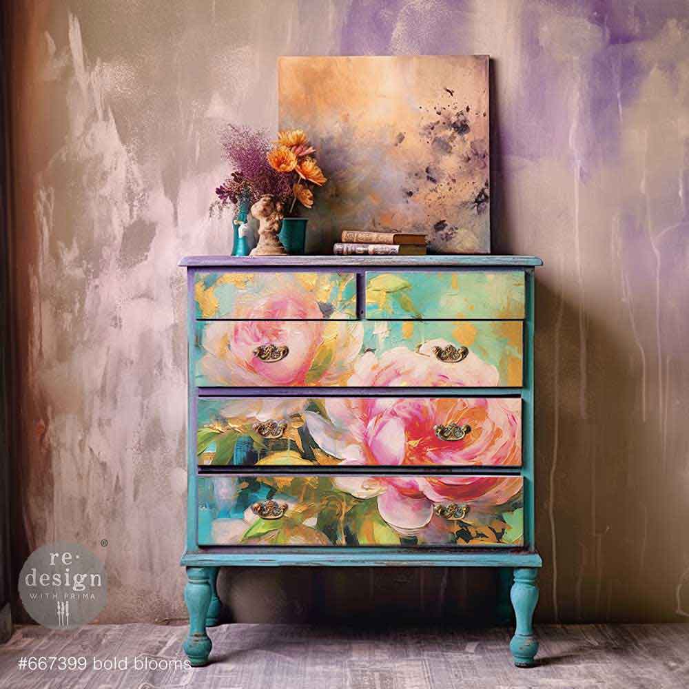 Bold Blooms Redesign With Prima A1 Decoupage Fiber
