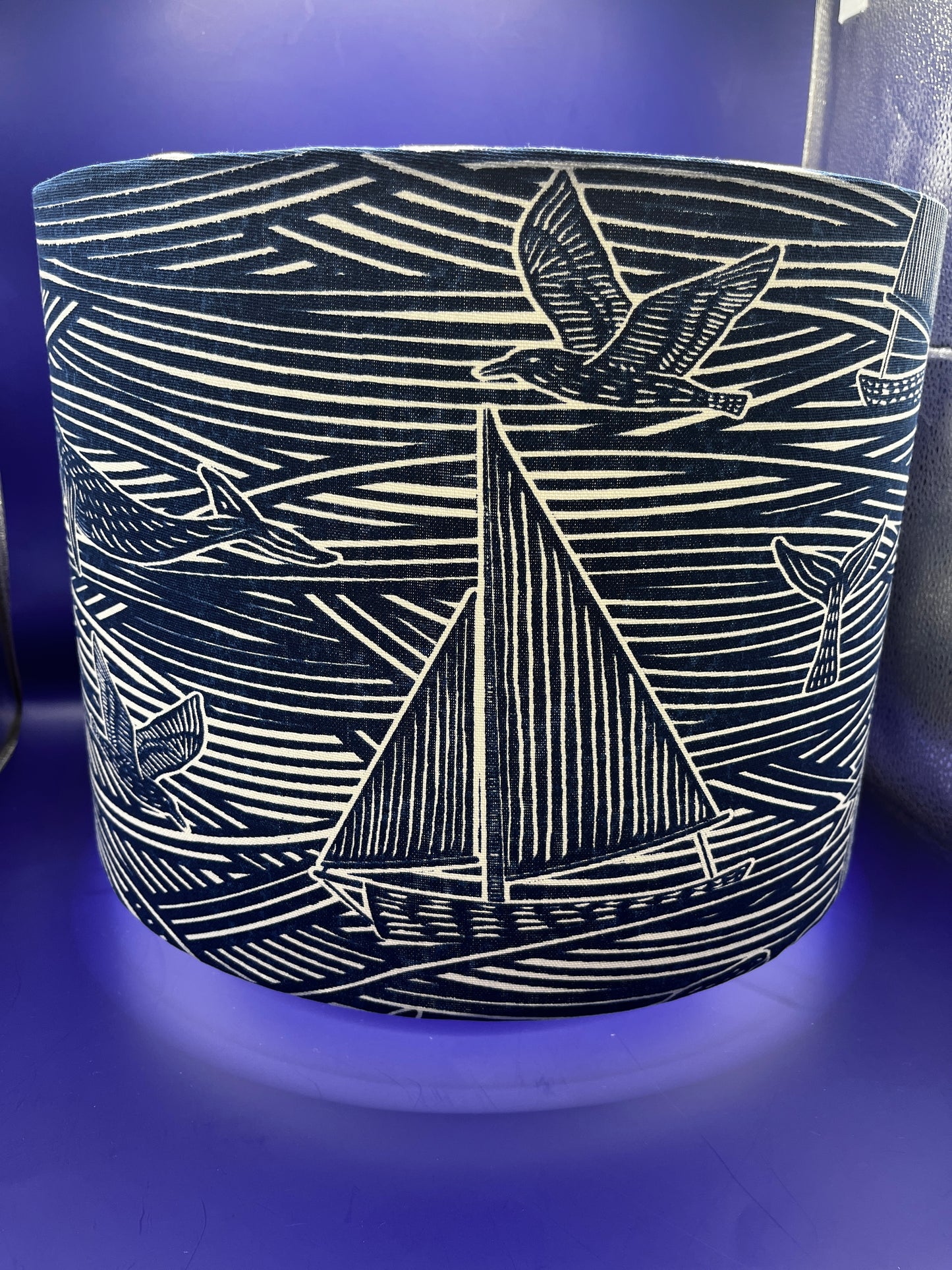 Handmade Nautical Lampshade Made with Clarke & Clarke Fin Fabric