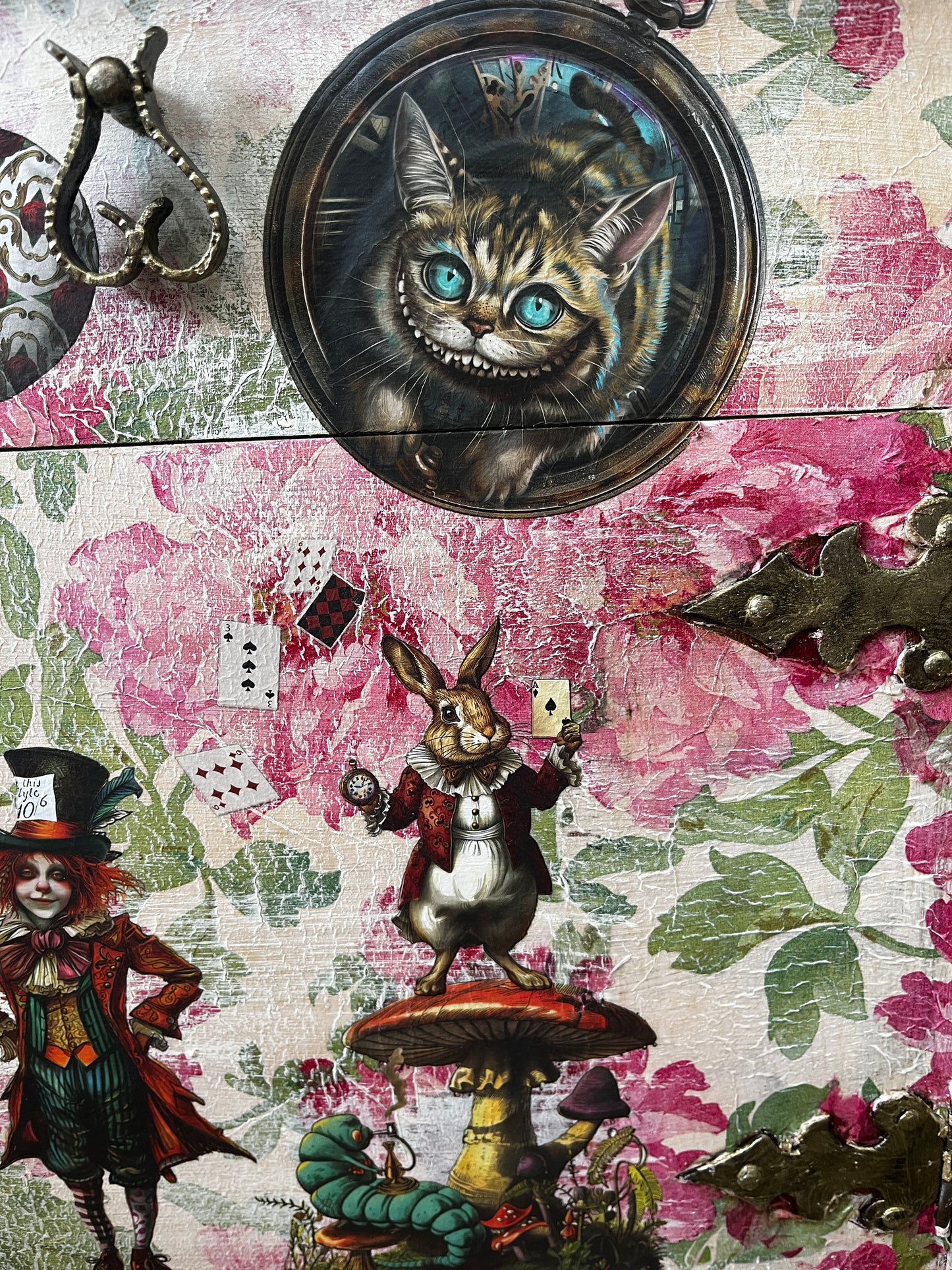 Alice in Wonderland Small Upcycled Cabinet