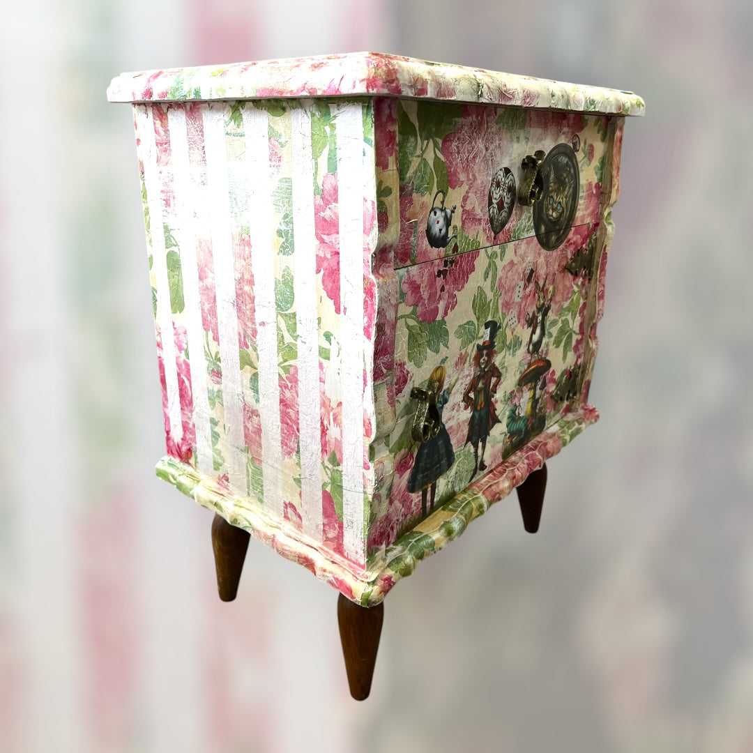 Alice in Wonderland Small Upcycled Cabinet