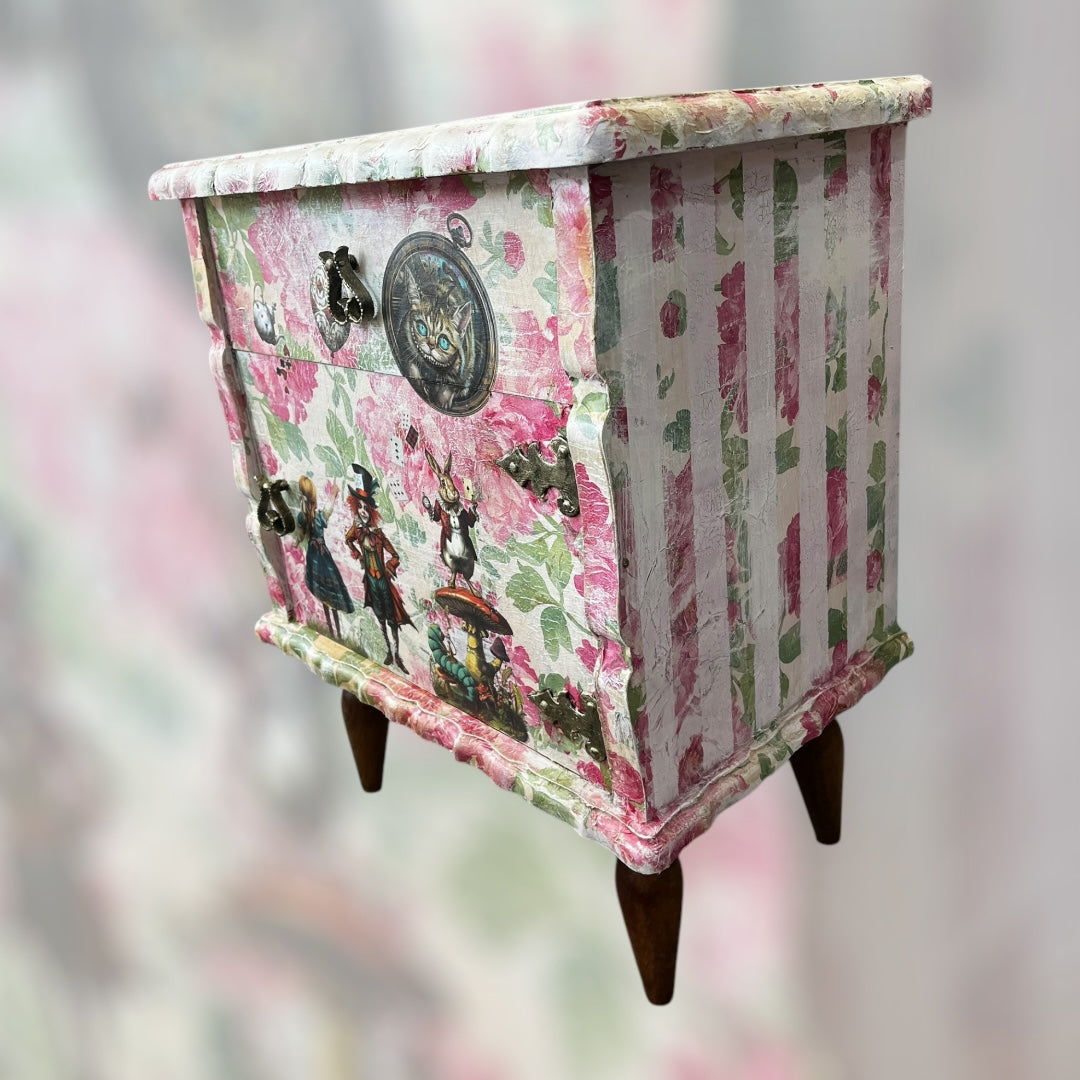 Alice in Wonderland Small Upcycled Cabinet