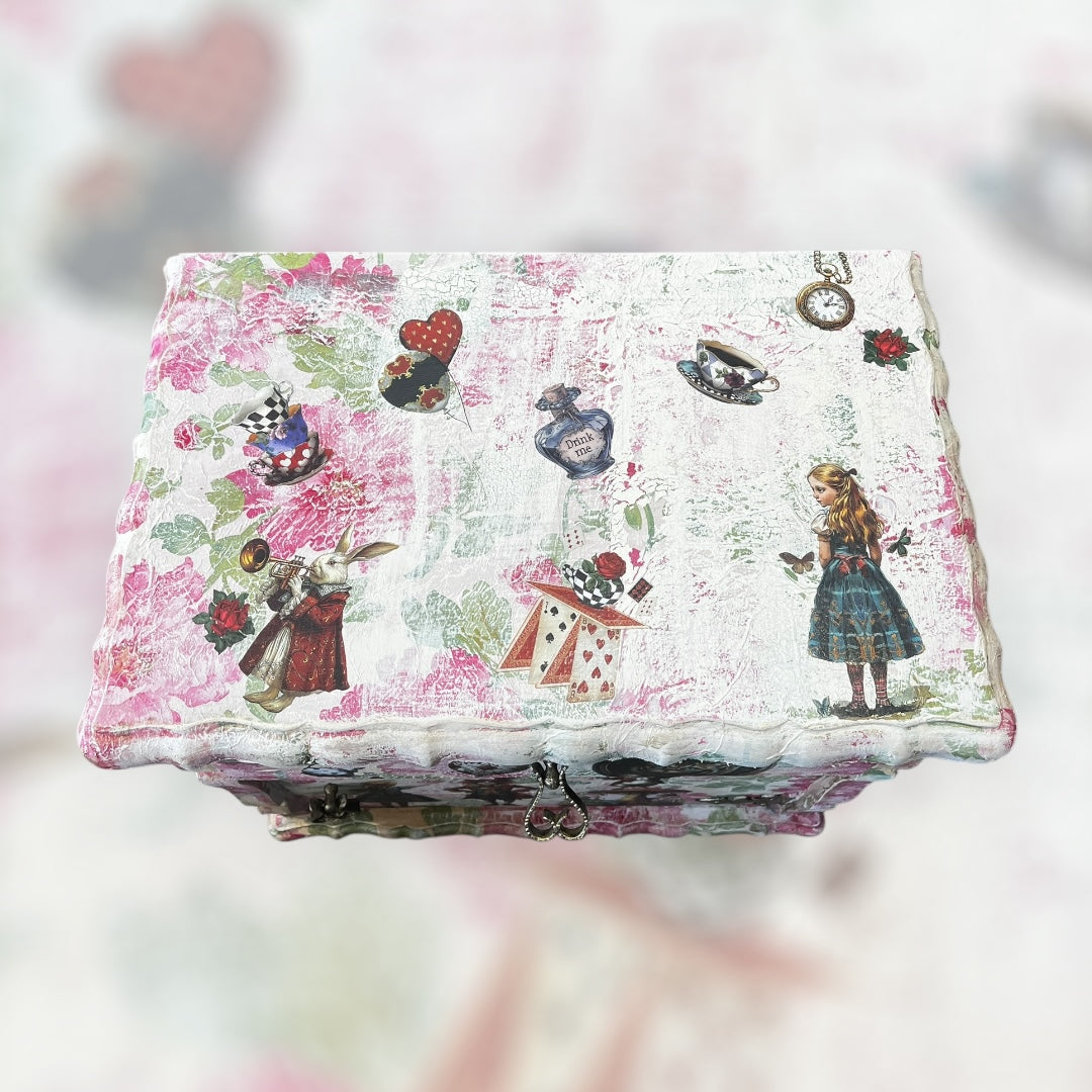 Alice in Wonderland Small Upcycled Cabinet