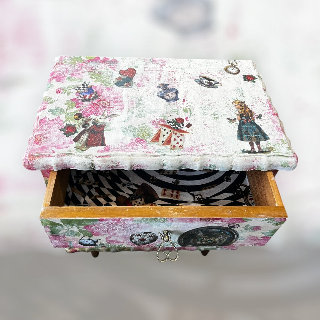 Alice in Wonderland Small Upcycled Cabinet