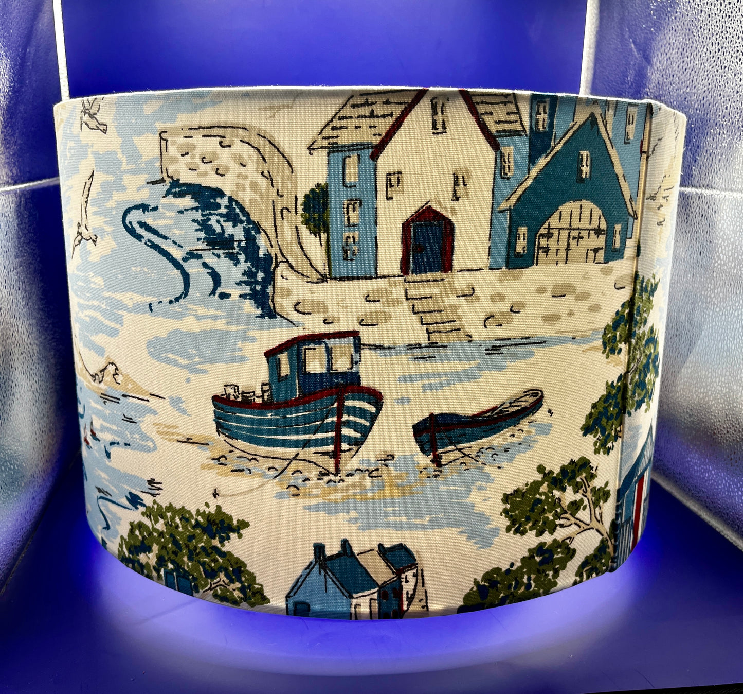 Handmade Nautical Lampshade Made with Clarke & Clarke Waterfront Fabric.