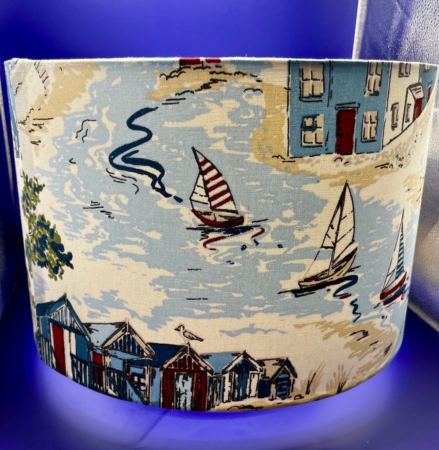 Handmade Nautical Lampshade Made with Clarke & Clarke Waterfront Fabric.