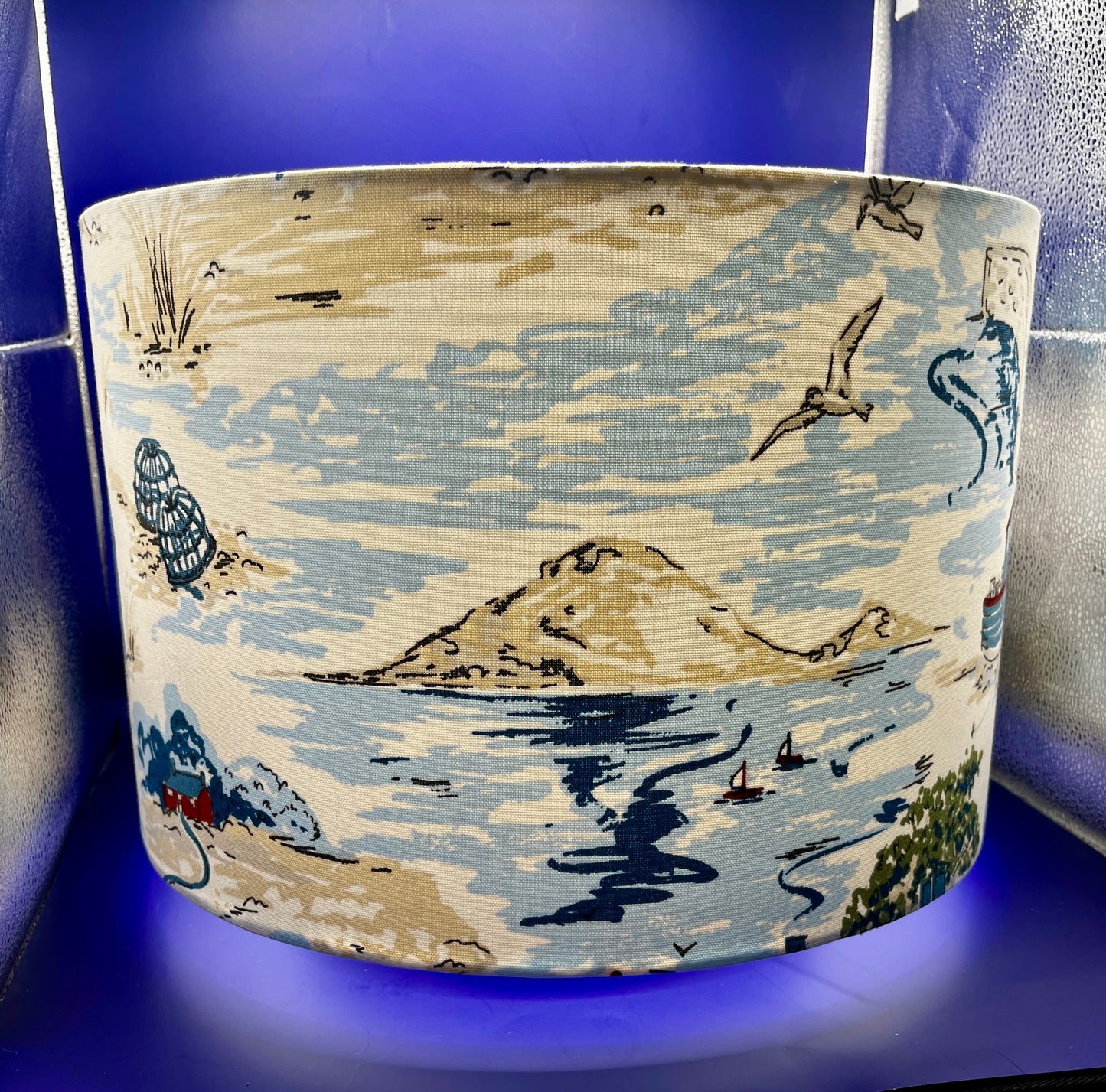 Handmade Nautical Lampshade Made with Clarke & Clarke Waterfront Fabric.