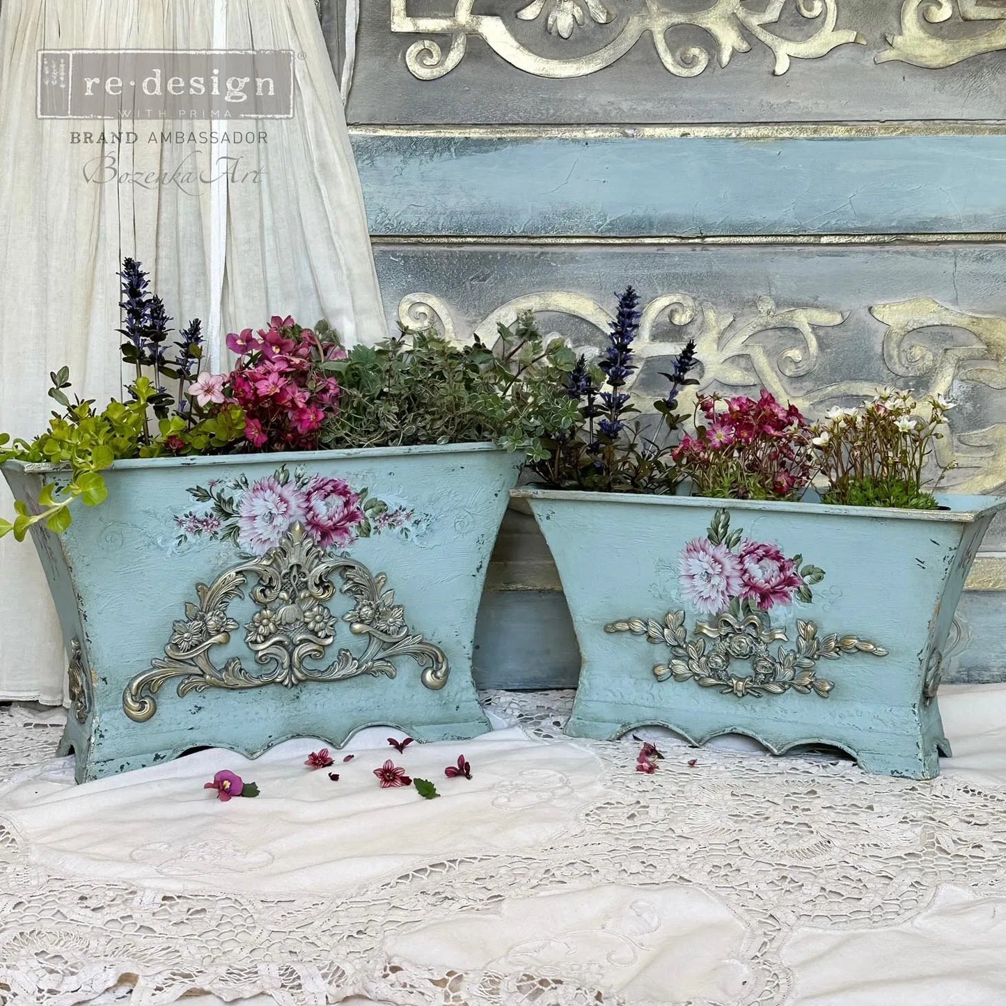 Springtime Peonies Redesign with Prima H20 Transfers