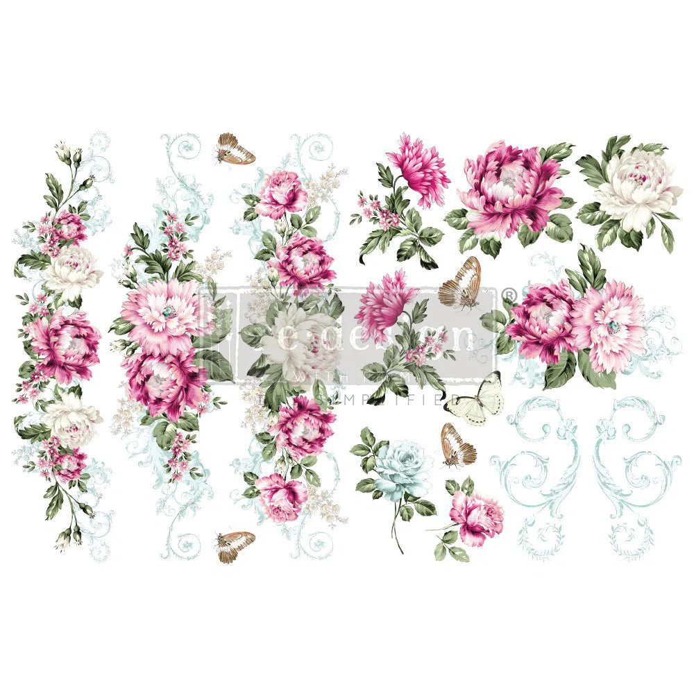 Springtime Peonies Redesign with Prima H20 Transfers