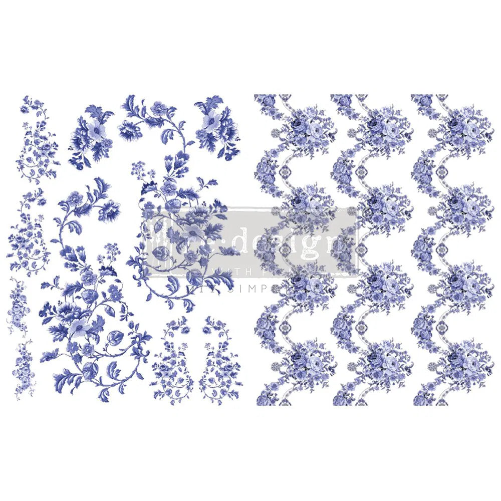 Azure Florals II Redesign with Prima H20 Transfers