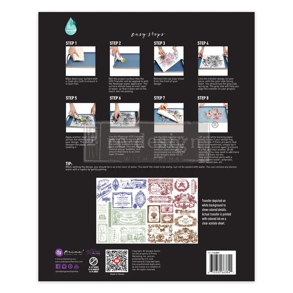 Azure Florals II Redesign with Prima H20 Transfers
