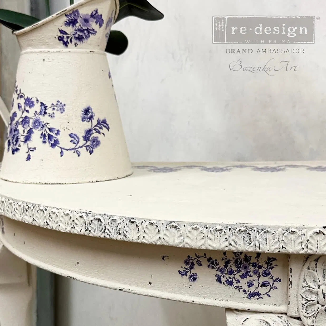 Azure Florals II Redesign with Prima H20 Transfers