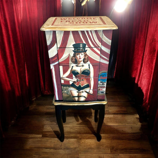 Upcycled Jewellery Cabinet Circus Carnival Queen.