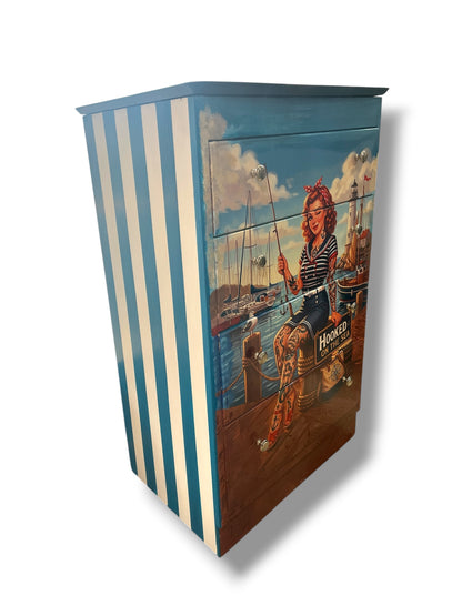 Upcycled Tallboy Hooked on the Sea