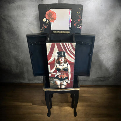 Upcycled Jewellery Cabinet Circus Carnival Queen.