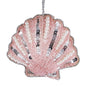 Cream Cornwall - Beaded Pink Scallop Shell Hanging Decoration.