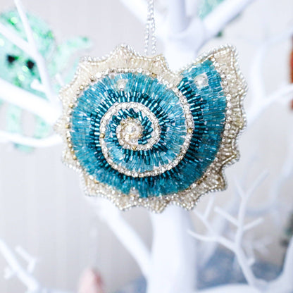 Cream Cornwall - Beaded Ammonite Hanging Decoration.