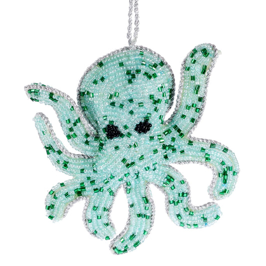 Cream Cornwall - Beaded Aqua Octopus Hanging Decoration(Delivery after 2nd Dec)