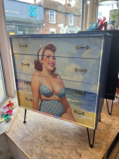 Retro drawers decoupaged with Blue Poka Dots