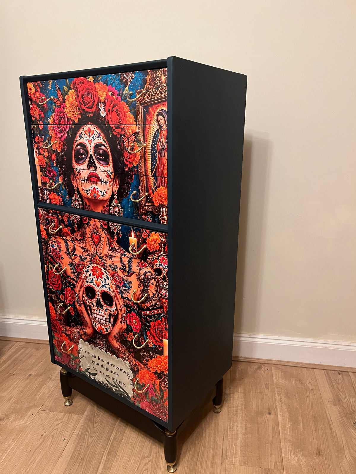 The Day Of The Dead Upcycled Vintage G Plan Tallboy