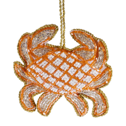 Cream Cornwall - Beaded Gold Crab Hanging Decoration.