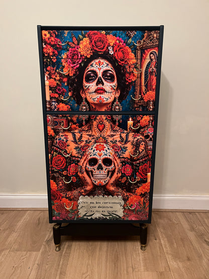The Day Of The Dead Upcycled Vintage G Plan Tallboy