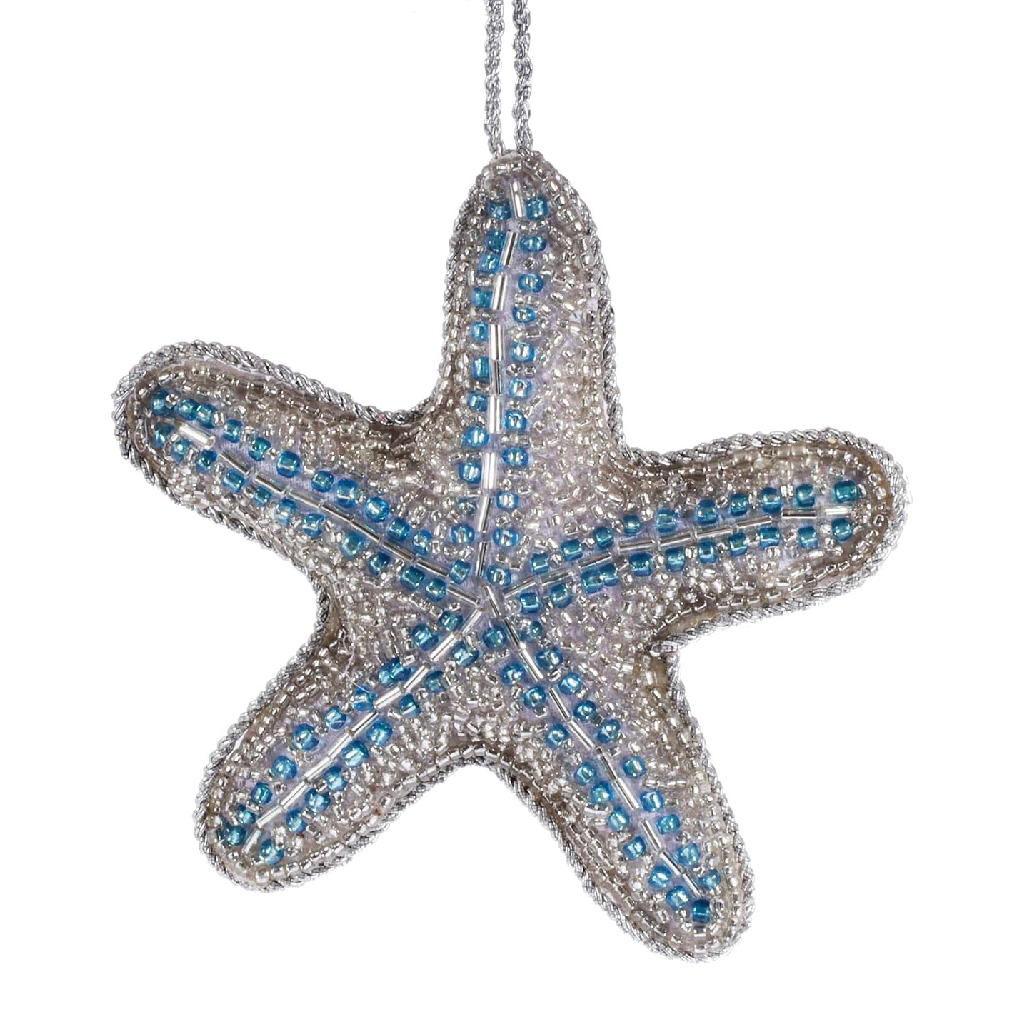 Cream Cornwall - Beaded Blue Starfish Hanging Decoration.