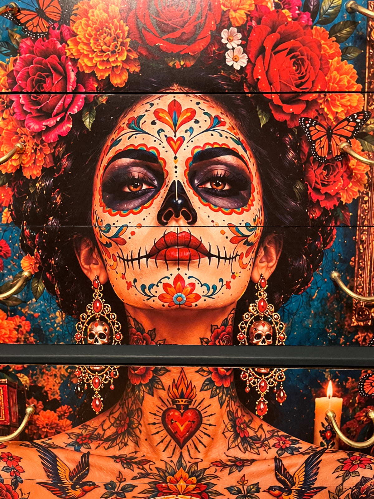 The Day Of The Dead Upcycled Vintage G Plan Tallboy