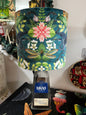 Upcycled 1800 Tequila Bottle lamp with Handmade 20cm velvet Lampshade Botanical Wonders Fabric with Herons, Koi and Leopards