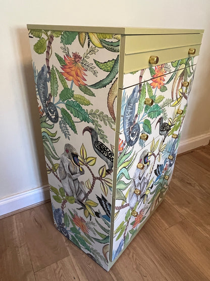Retro drawers decoupaged with Cole and Son Savuti