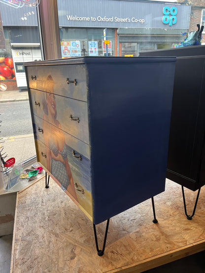Retro drawers decoupaged with Blue Poka Dots