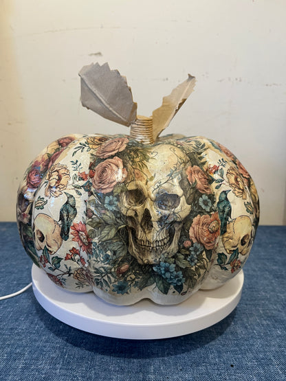 Dias De Los Muertos, Decoupaged Paper Mâché Pumpkin