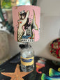 Upcycled Whitstable Harbour Gin Bottle lamp with Handmade 15cm Lampshade Mermaid Alexander Henry fabric