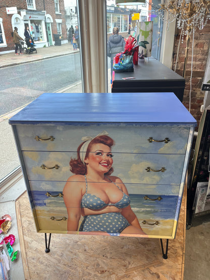 Retro drawers decoupaged with Blue Poka Dots