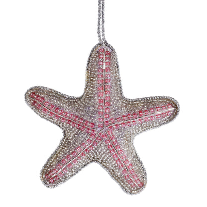 Cream Cornwall - Beaded Pink Starfish Hanging Decoration