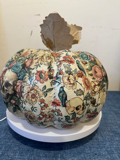 Dias De Los Muertos, Decoupaged Paper Mâché Pumpkin