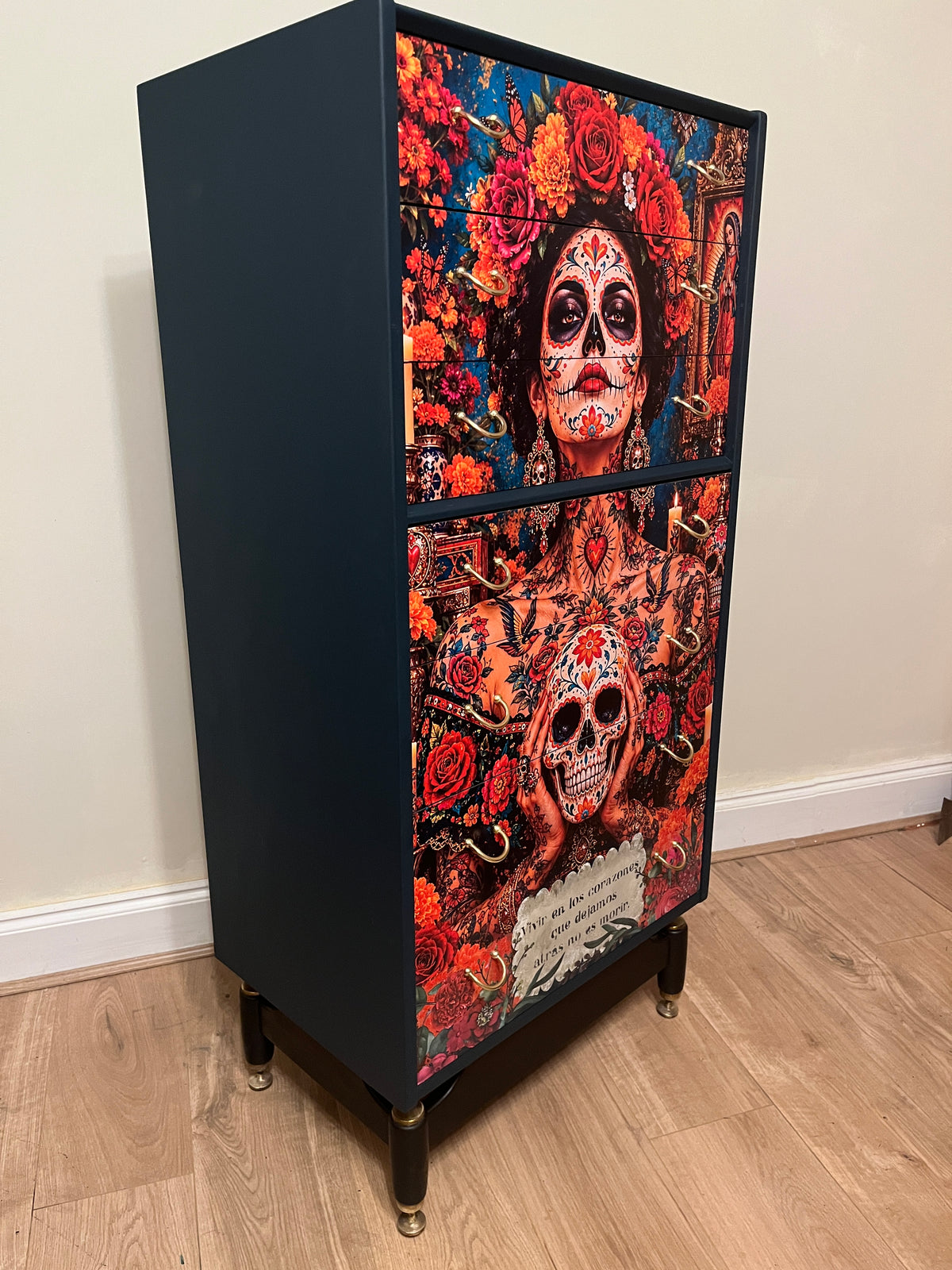 The Day Of The Dead Upcycled Vintage G Plan Tallboy