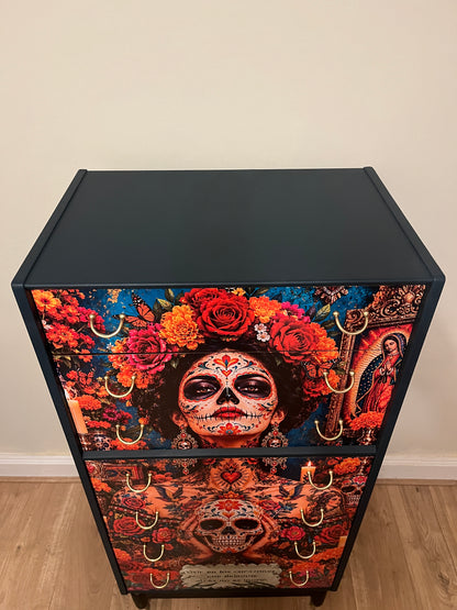 The Day Of The Dead Upcycled Vintage G Plan Tallboy