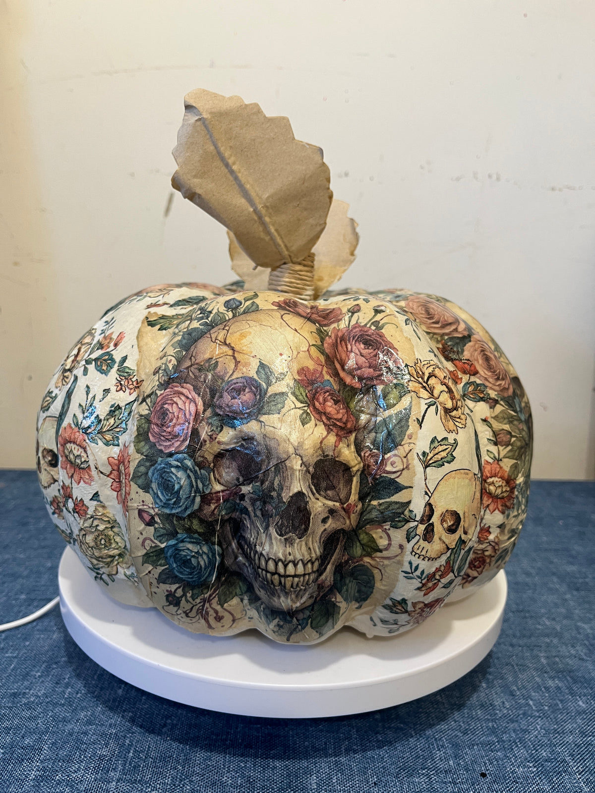 Dias De Los Muertos, Decoupaged Paper Mâché Pumpkin