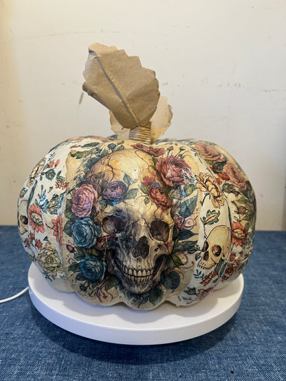 Dias De Los Muertos, Decoupaged Paper Mâché Pumpkin