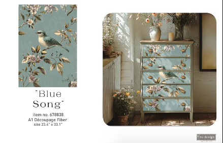 Blue Song Redesign With Prima A1 Decoupage Fiber Whispers of Winter Quarter 3