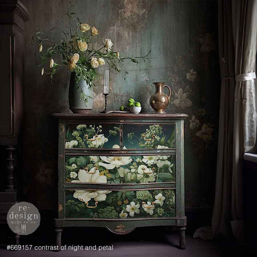 Contrast Of Night & Petal Redesign With Prima A1 Decoupage Fiber