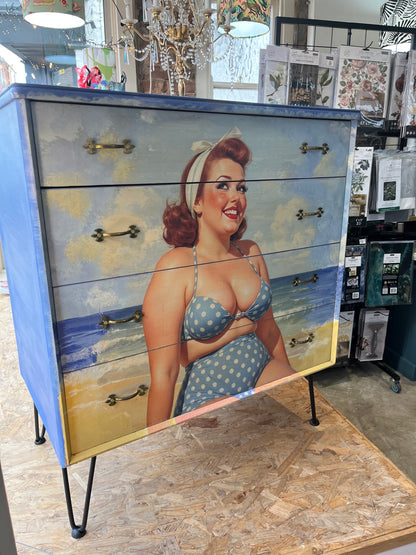 Retro drawers decoupaged with Blue Poka Dots