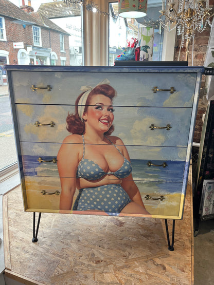 Retro drawers decoupaged with Blue Poka Dots