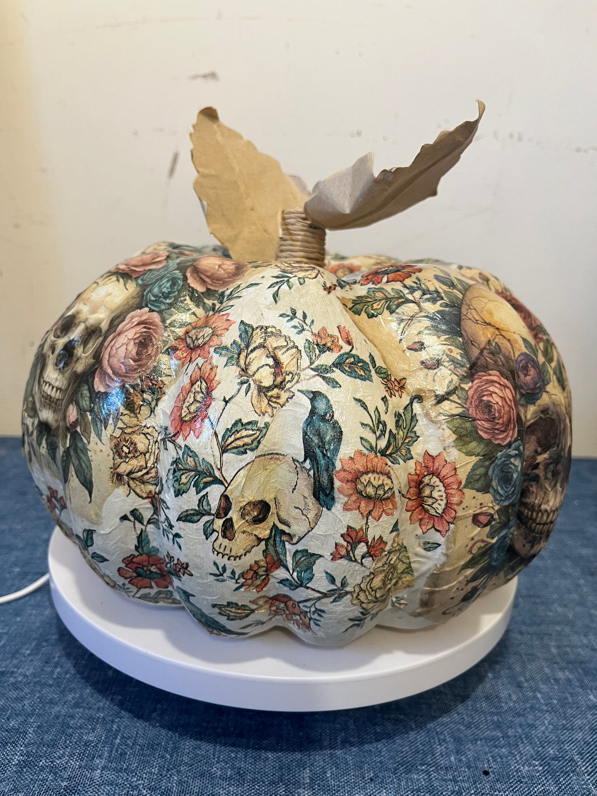 Dias De Los Muertos, Decoupaged Paper Mâché Pumpkin