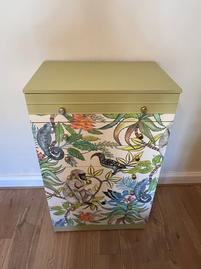 Retro drawers decoupaged with Cole and Son Savuti