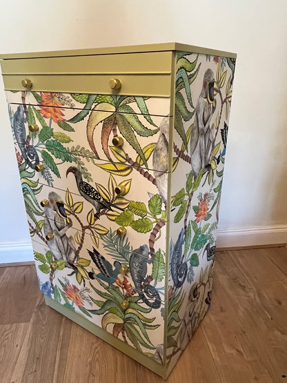 Retro drawers decoupaged with Cole and Son Savuti