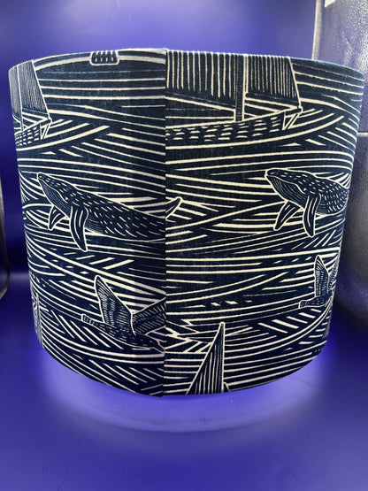 Handmade Nautical  Lampshade Made with Clarke & Clarke Fin Fabric